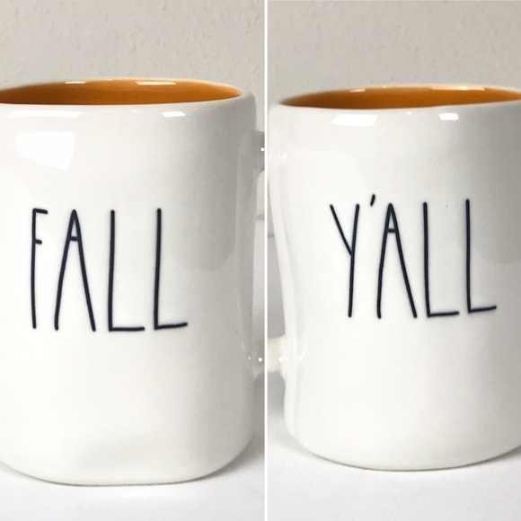 New Rae Dunn FALL Y'ALL Coffee Mug Orange Inside - Picture 1 of 6